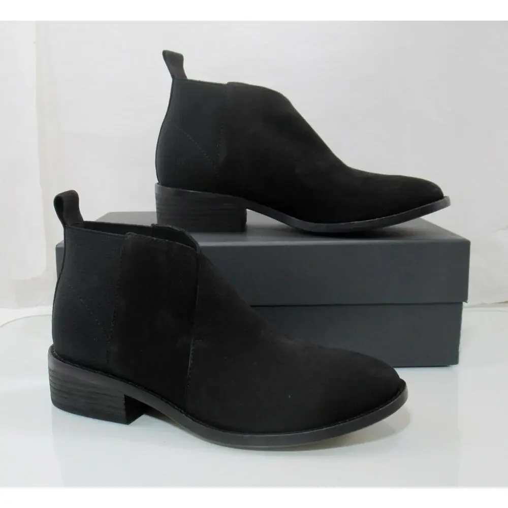 Eileen Fisher Rhlan Booties Ankle Boots Tumbled Nubuck Black Size 7